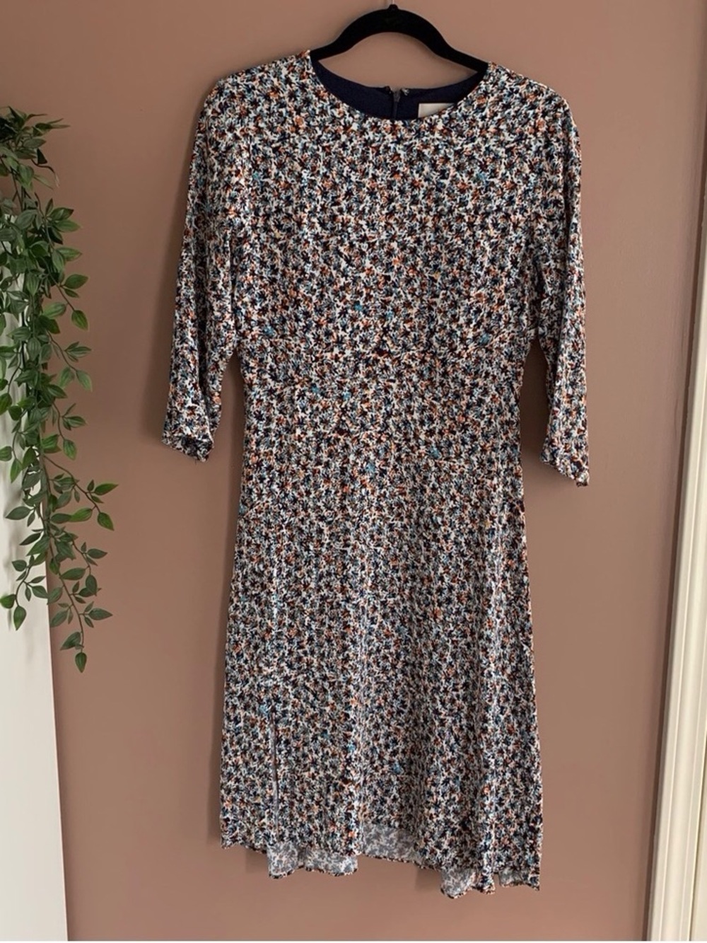 Floral Print Women's Dress - Navy, Cream & Rust
